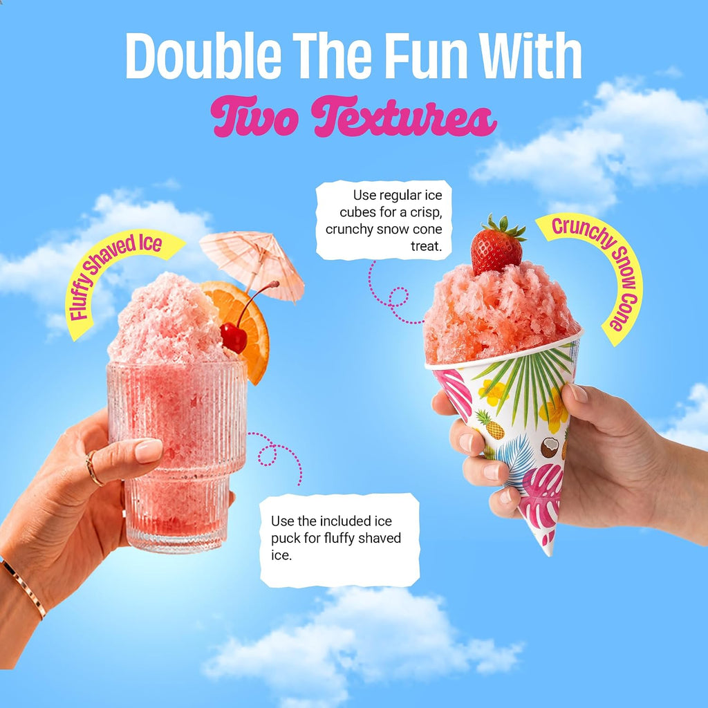 Hawaiian Shaved Ice S900A Snow Cone and Shaved Ice Machine with 2 Reusable Plastic Ice Mold Cups, Non-slip Mat, Instruction Manual, 1-year Manufacturer’s Warranty, 120V, White | Electric Snowcone, Icy Drinks and Slushie Maker with 2 Reusable Cups, 120V
