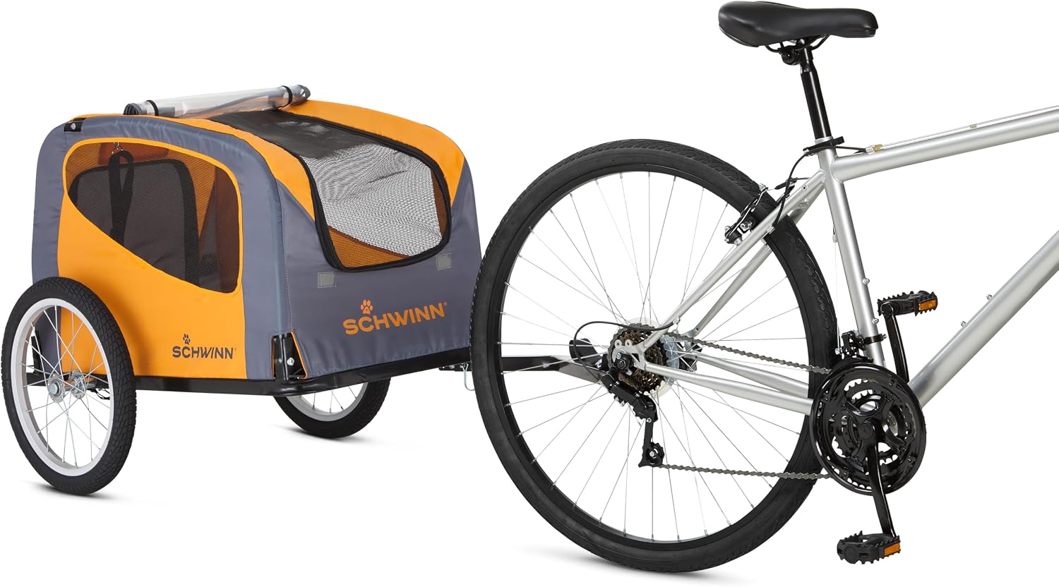 13-SC315 Rascal Bike Pet Trailer, For Small and Large Dogs, Lightweight, Tow with Bicycle, Up to 50 lbs. Small, Orange/Grey