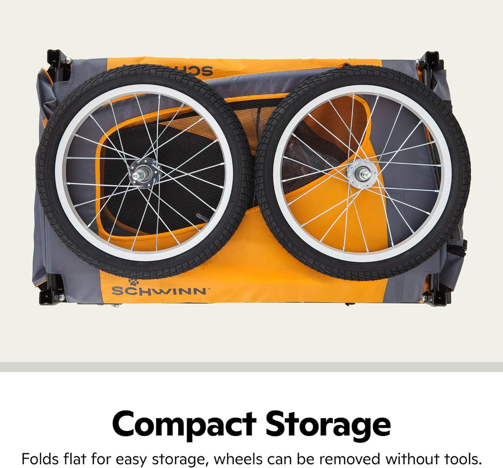 13-SC315 Rascal Bike Pet Trailer, For Small and Large Dogs, Lightweight, Tow with Bicycle, Up to 50 lbs. Small, Orange/Grey