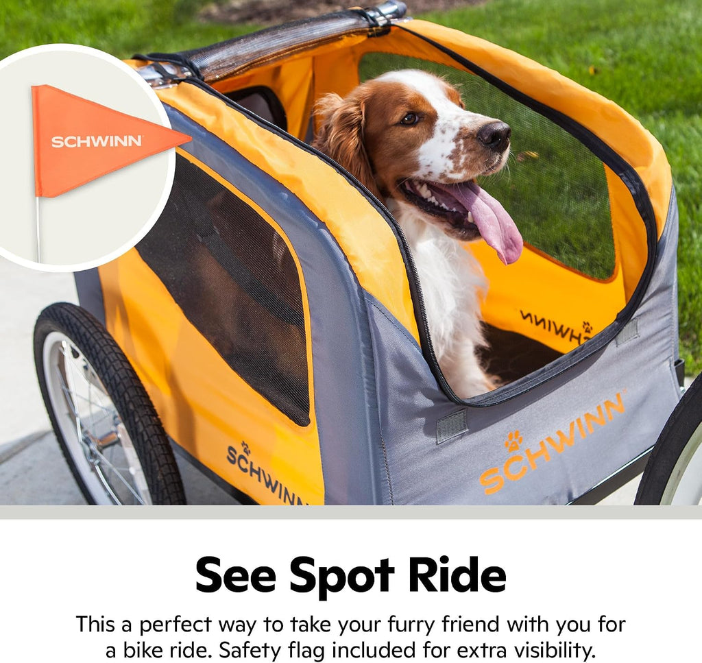 13-SC315 Rascal Bike Pet Trailer, For Small and Large Dogs, Lightweight, Tow with Bicycle, Up to 50 lbs. Small, Orange/Grey