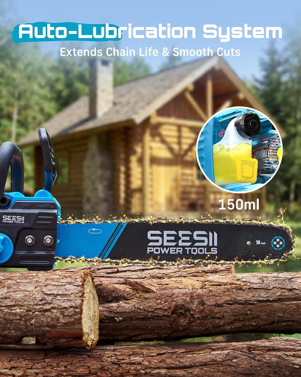 40V 16-Inch Cordless Electric Chainsaw,2000W Brushless Chain Saw | 2×40v 4000mAh Batteries & Chargers, Auto Oiler, Battery Powered Chain Saw for Tree Trimming, Wood Cutting, Yard Work