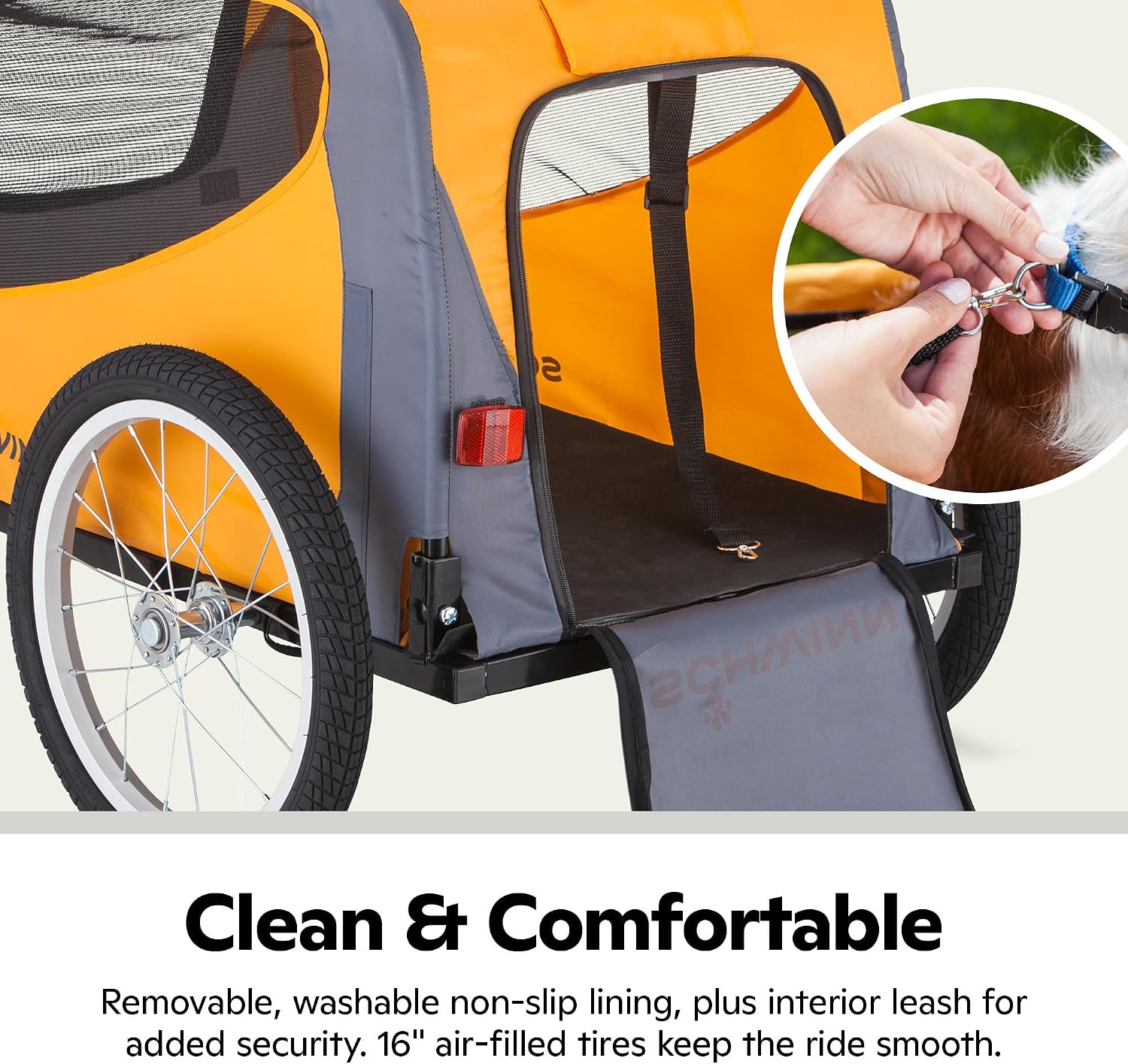 13-SC315 Rascal Bike Pet Trailer, For Small and Large Dogs, Lightweight, Tow with Bicycle, Up to 50 lbs. Small, Orange/Grey