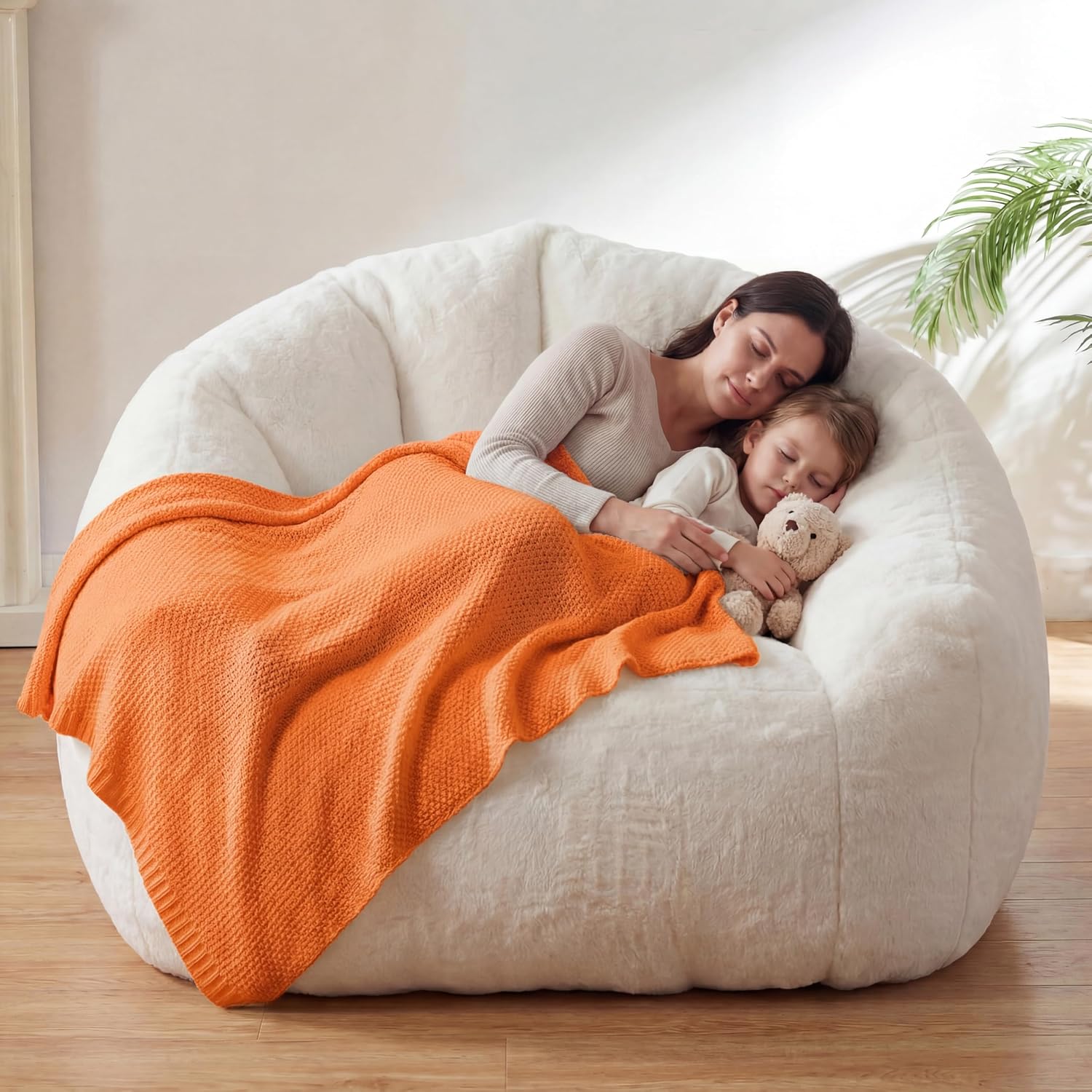 Max Giant Bean Bag Chair, Oversized Bean Bag Sofa for Adults & Teens, Ultra-Soft Comfy Fluffy Floor Lounge Chair with Armrests, Large Bean Bag Couch for Gaming, Reading & Relaxing