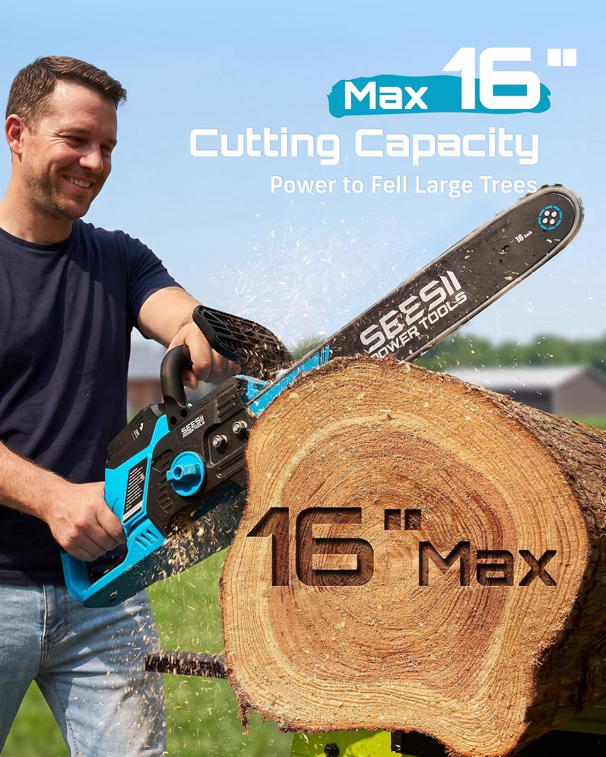 40V 16-Inch Cordless Electric Chainsaw,2000W Brushless Chain Saw | 2×40v 4000mAh Batteries & Chargers, Auto Oiler, Battery Powered Chain Saw for Tree Trimming, Wood Cutting, Yard Work