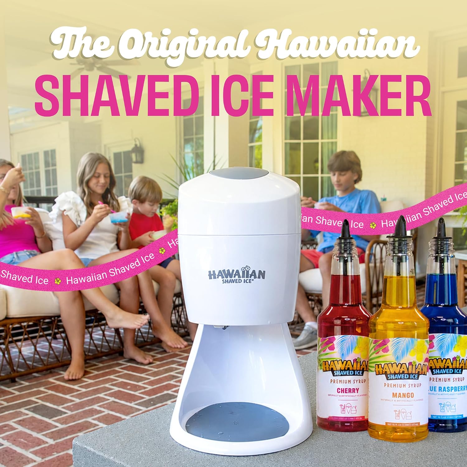 Hawaiian Shaved Ice S900A Snow Cone and Shaved Ice Machine with 2 Reusable Plastic Ice Mold Cups, Non-slip Mat, Instruction Manual, 1-year Manufacturer’s Warranty, 120V, White | Electric Snowcone, Icy Drinks and Slushie Maker with 2 Reusable Cups, 120V