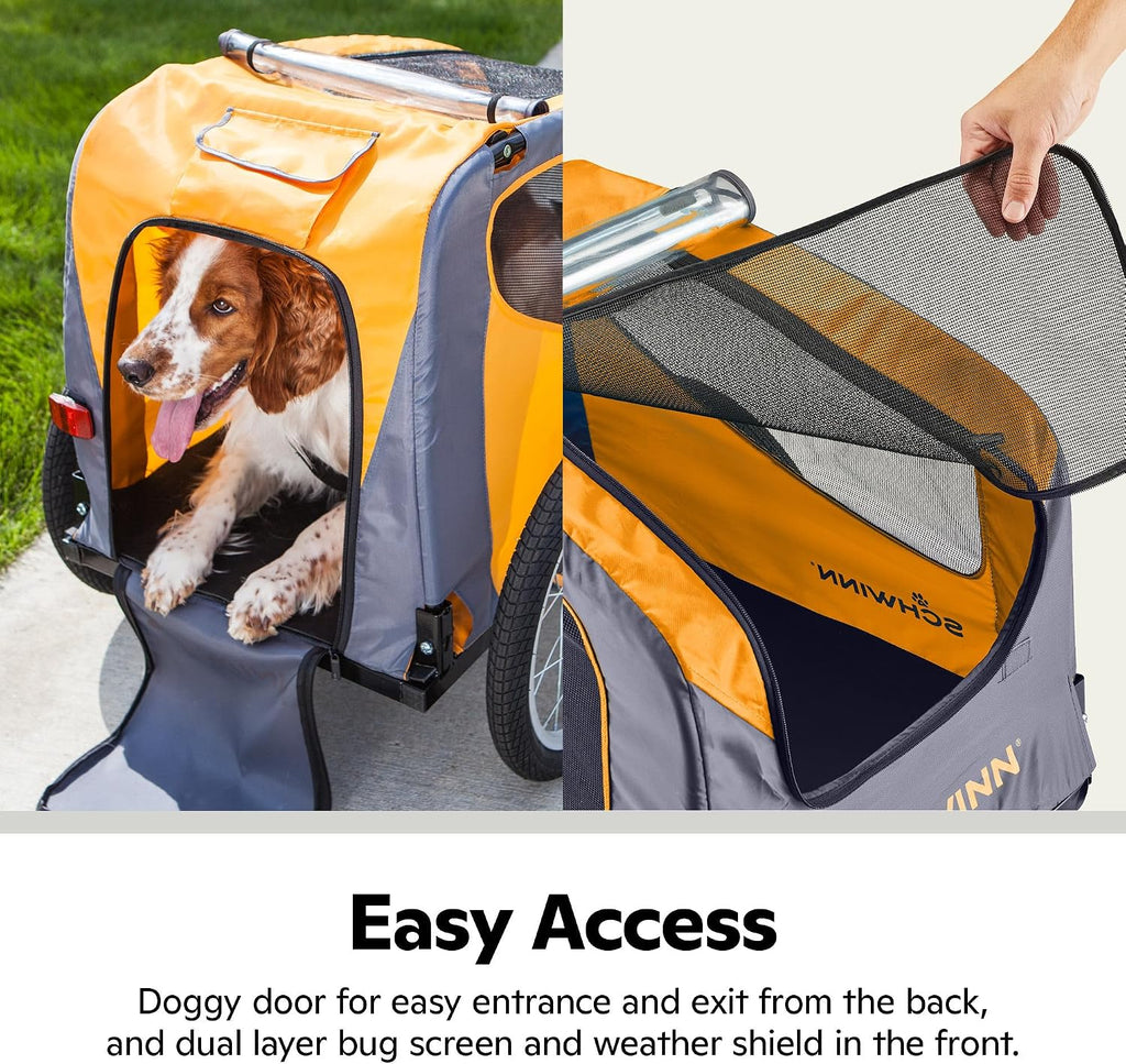 13-SC315 Rascal Bike Pet Trailer, For Small and Large Dogs, Lightweight, Tow with Bicycle, Up to 50 lbs. Small, Orange/Grey