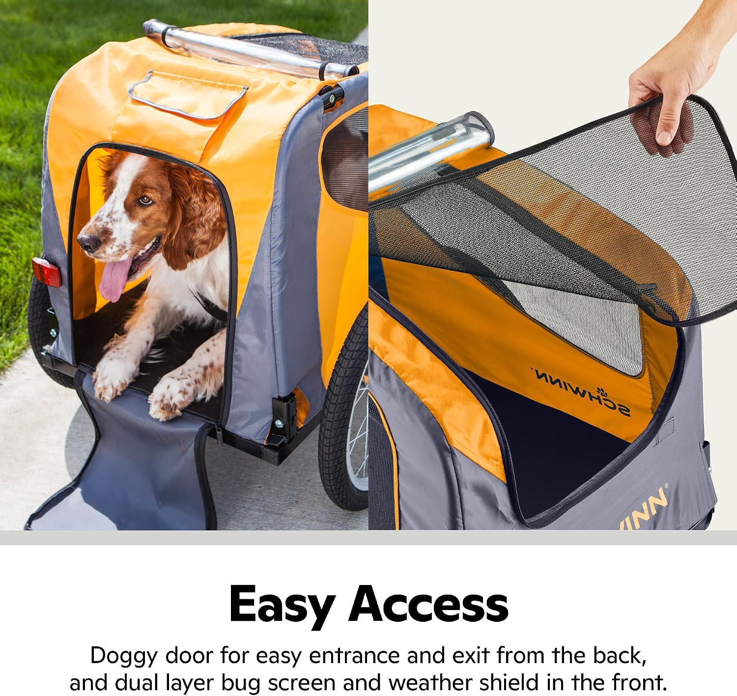 13-SC315 Rascal Bike Pet Trailer, For Small and Large Dogs, Lightweight, Tow with Bicycle, Up to 50 lbs. Small, Orange/Grey