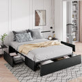 Full Size Platform Storage Bed Frame with 3 Drawers, Black