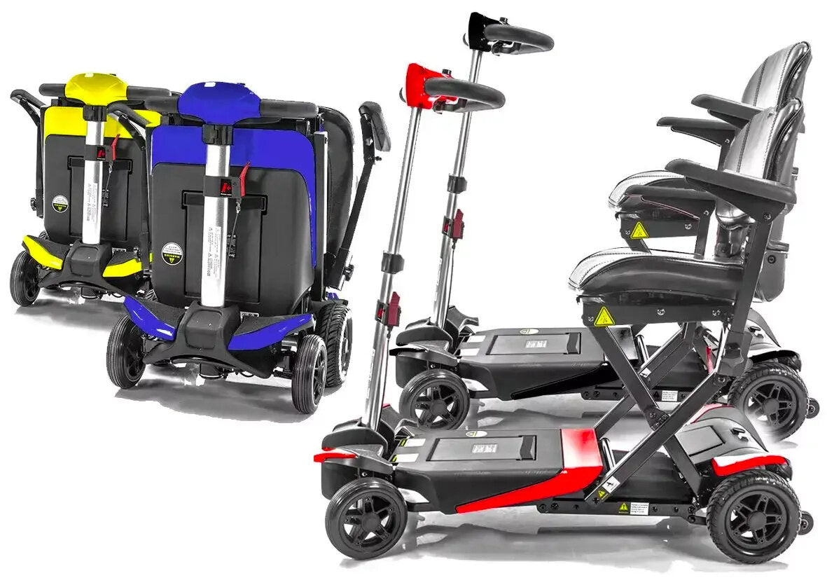Smart remote control folding scooter in Blue, Red, Black and Yellow