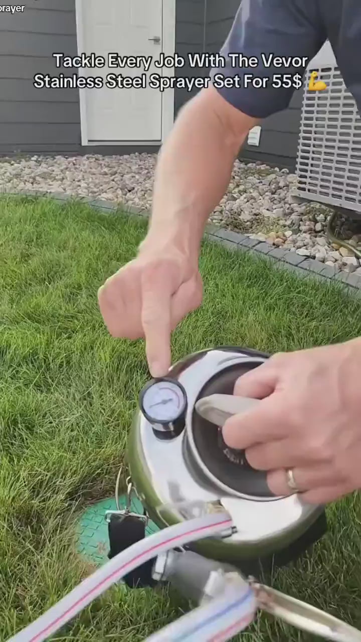 Stainless Steel Manual Pump Sprayer with Pressure Gauge demonstration